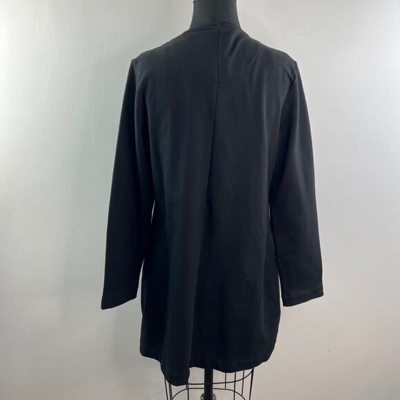 Neon Buddha Black Cardigan Sweater Round Neck Big Button Long Sleeve Sz Large L - Picture 9 of 9